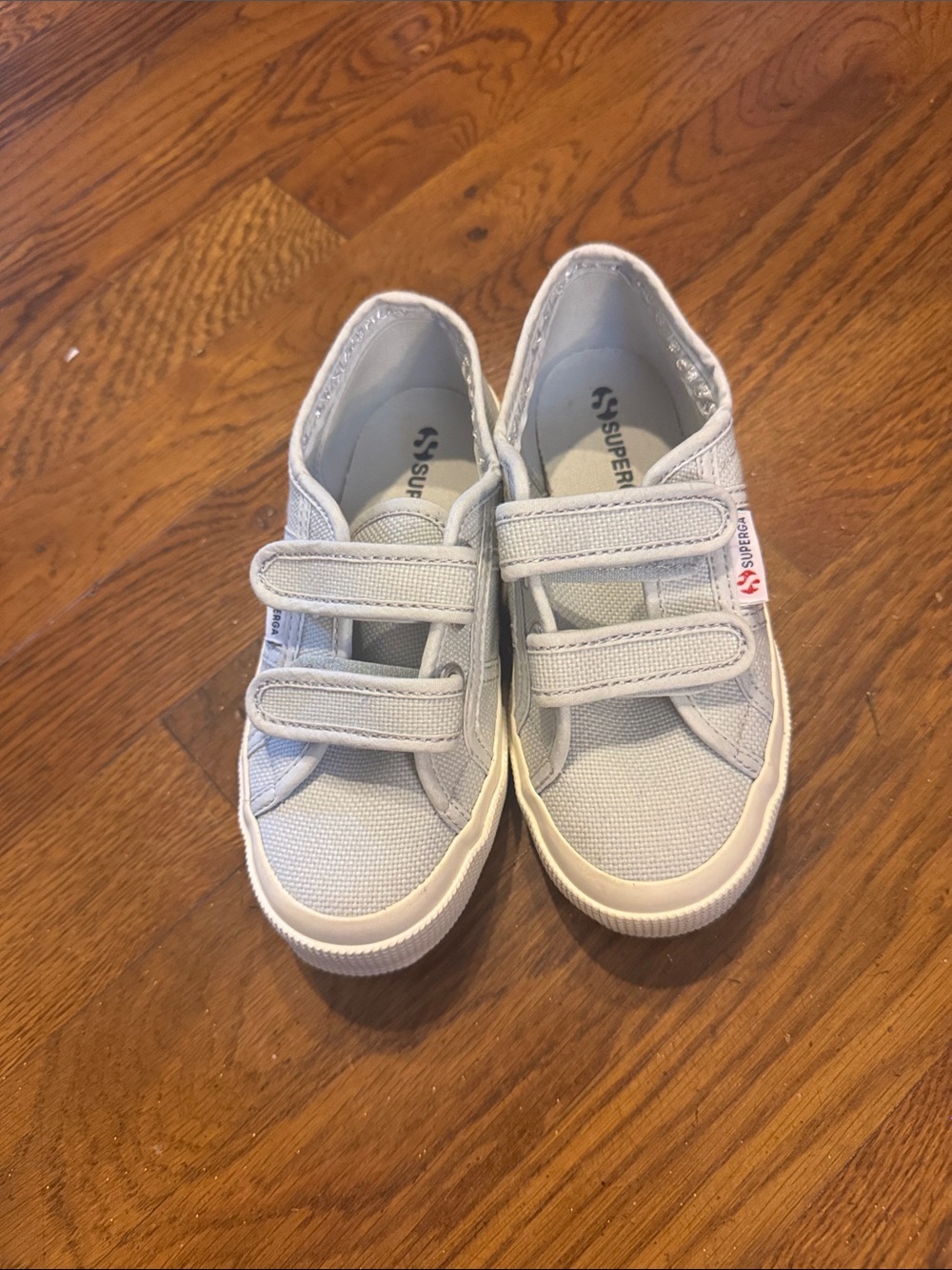 Superga Kids light grey Canvas Velcro Sneakers